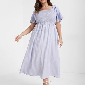 NWT BloomChic Woman’s Plus Square Neck Off Shoulder Eyelet Dress Lavender Purple